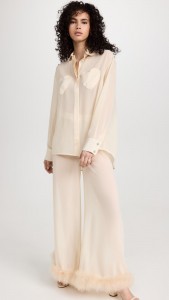 Factory wholesale feather casual simple fashion high waist pants