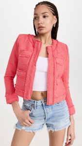 OEM Small fragrant cardigan jacket with raw edge pockets