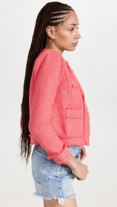 OEM Small fragrant cardigan jacket with raw edge pockets