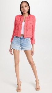 OEM Small fragrant cardigan jacket with raw edge pockets