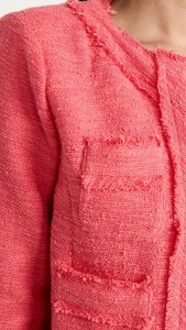 OEM Small fragrant cardigan jacket with raw edge pockets