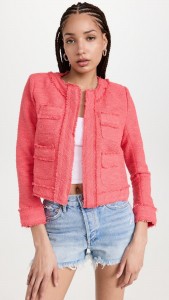 OEM Small fragrant cardigan jacket with raw edge pockets