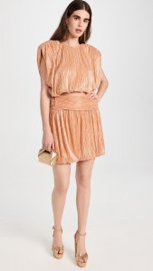 Casual pleated set crew neck sleeveless top & mini skirt two-piece set