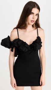 Sexy elegant v-neck ruffles asymmetry halter mini dress