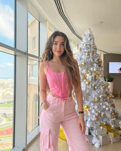 Pink Sleeveless Asymmetry Hem Halter Corset Top