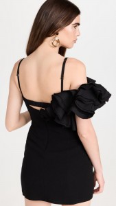 Sexy elegant v-neck ruffles asymmetry halter mini dress