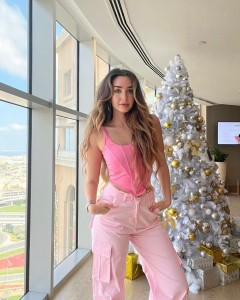 Pink Sleeveless Asymmetry Hem Halter Corset Top