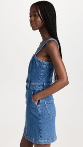 Denim dress one-row button waist sexy halter mini dress