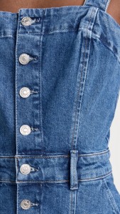 Denim dress one-row button waist sexy halter mini dress