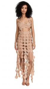 Sexy hollow out dot fringe halter midi dress