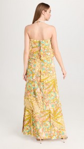OEM Elegant tiered floral print strapless maxi dress