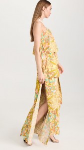 OEM Elegant tiered floral print strapless maxi dress