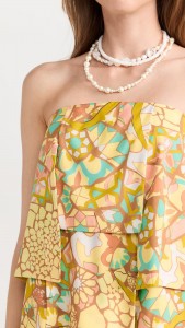 OEM Elegant tiered floral print strapless maxi dress