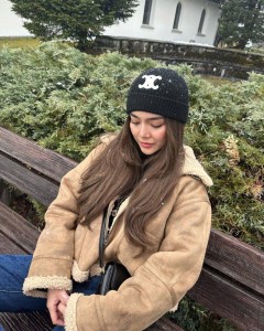 Factory made brown  warm wool long sleeve coat