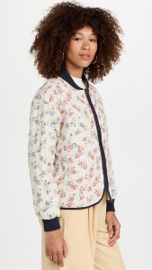 ODM Crew-neck floral print cotton zip-up jacket with large pocket