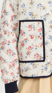 ODM Crew-neck floral print cotton zip-up jacket with large pocket