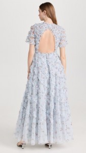 Factory custom sexy backless lace floral elegant maxi dress