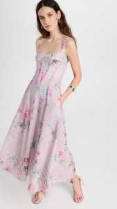 Floral Printed fish bone elegant halter midi dress