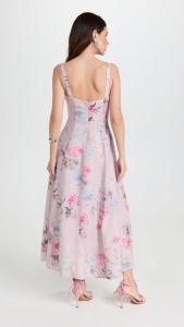 Floral Printed fish bone elegant halter midi dress