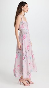 Floral Printed fish bone elegant halter midi dress