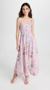 Floral Printed fish bone elegant halter midi dress