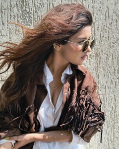 Women custom brown long sleeves fringed short coat