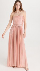 Factory supplier sexy elegant satin side slit strapless maxi dress