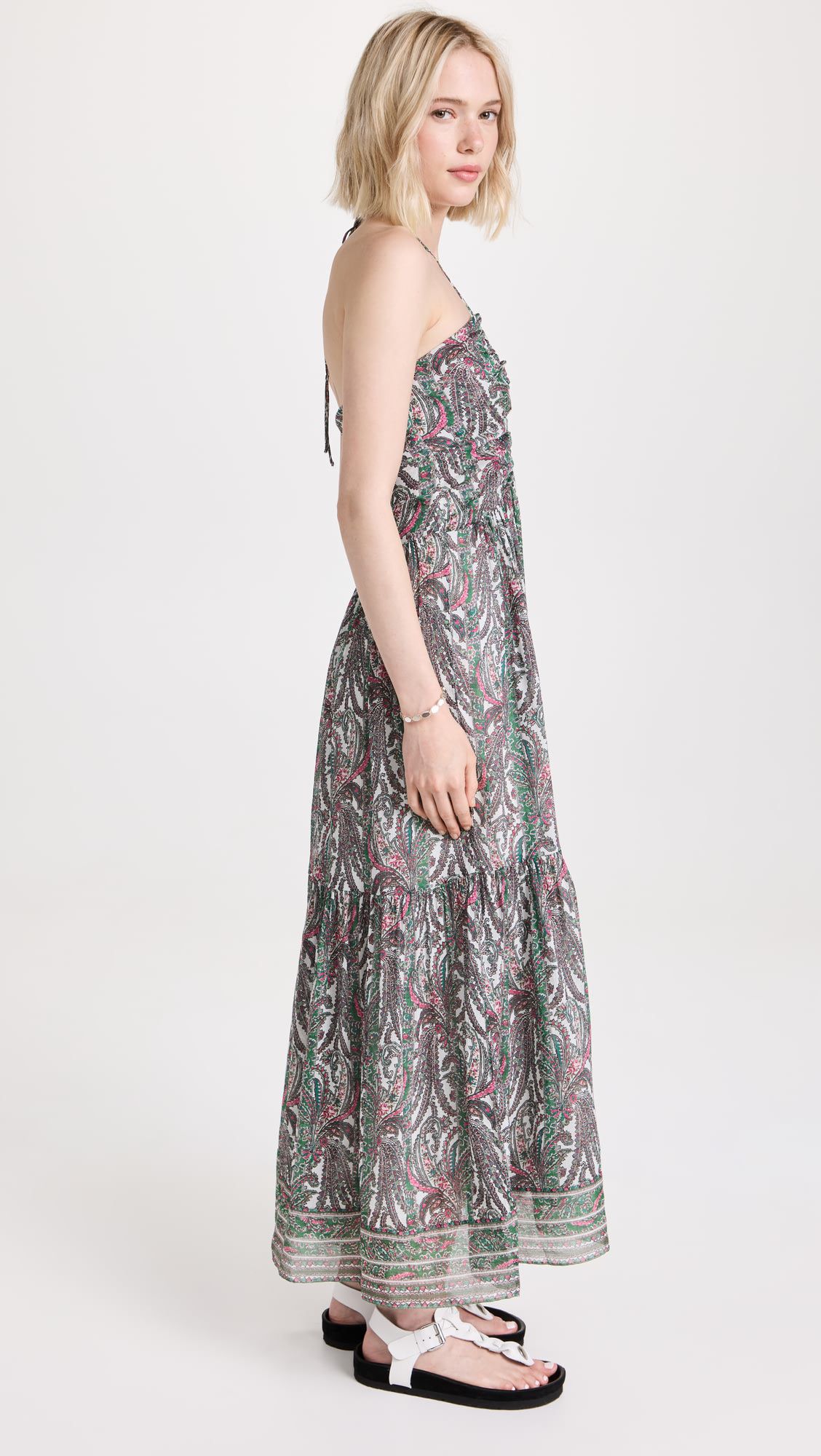 Halter cutout sexy backless floral print midi dress