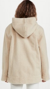 Loose Wool Lamb Coat Single-breasted Long-sleeved Hooded Coat