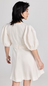 ODM High-waisted linen cross puffed sleeves mini dress