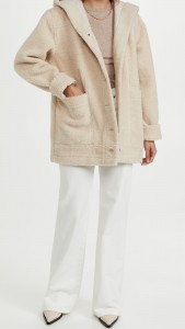 Loose Wool Lamb Coat Single-breasted Long-sleeved Hooded Coat