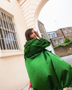 Green long zipper trench coat casual simple coat