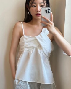 Custom Color Asymmetry Shoulder Strap Ruffle Top