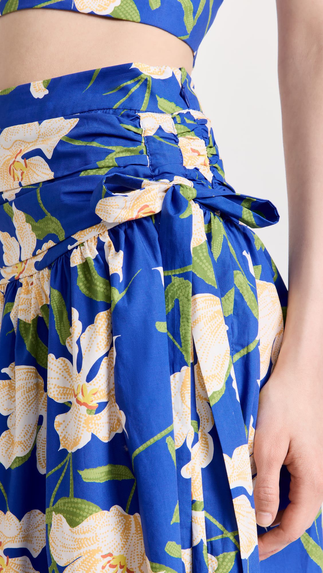 Floral print suit halter crop top & split midi skirt