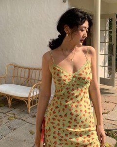 OEM floral bodycon spaghetti strap romantic midi dress