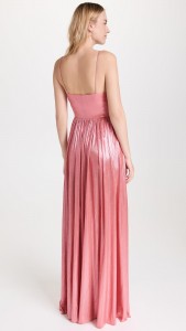 Sexy Club Dress V-neck A-line Slit Pleated Halter Maxi Dress