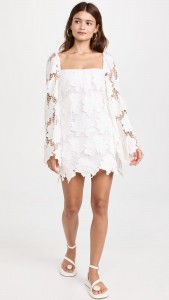 Sexy Hollow Out Long Sleeve Lace Mini Dress