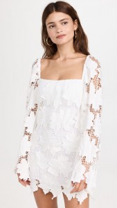 Sexy Hollow Out Long Sleeve Lace Mini Dress