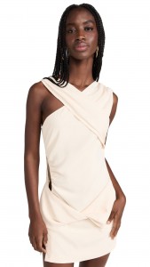 Hollow Out Asymmetrical Shoulder Strap Crossing Mini Dress