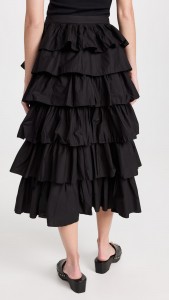 High-waisted Puffy Skirt With Lotus Leaves