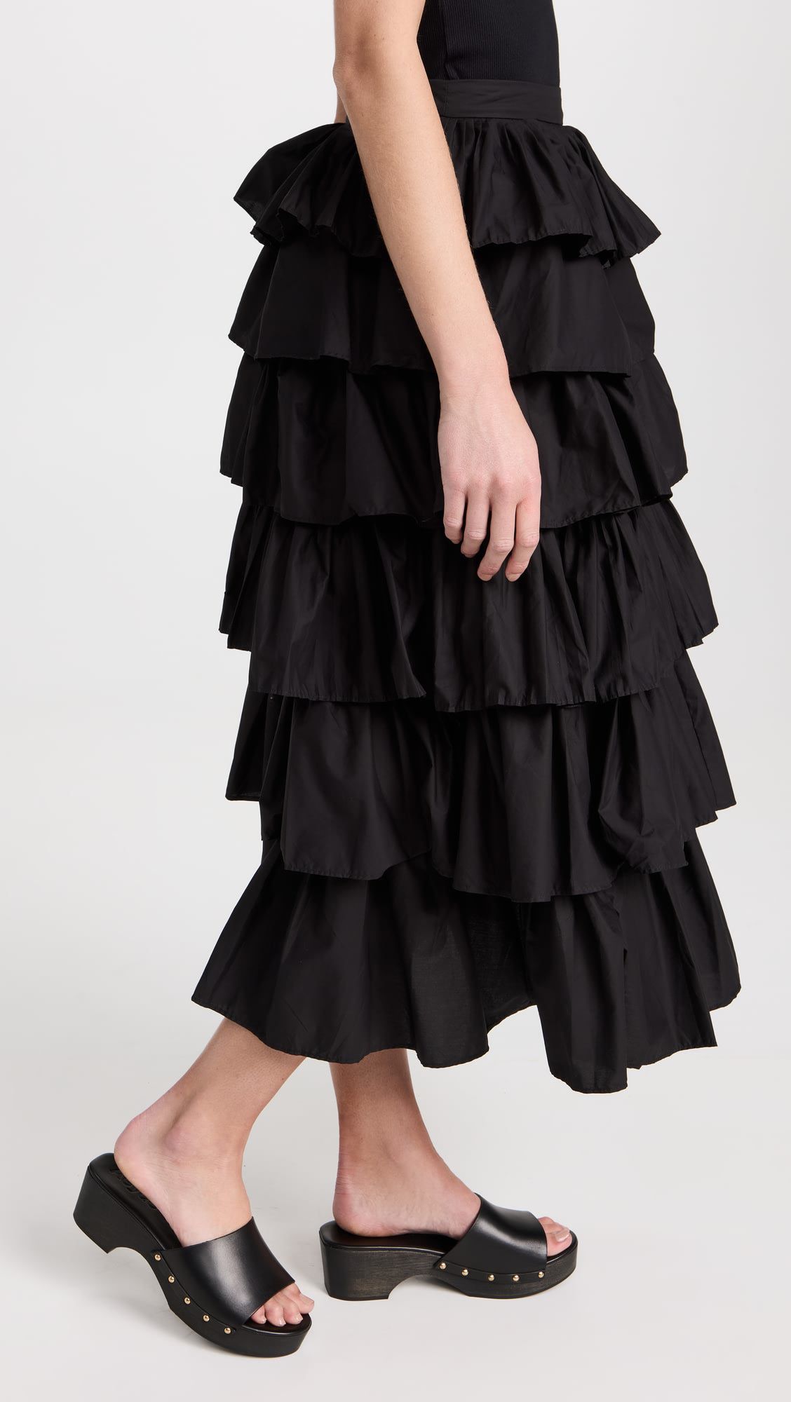High-waisted Puffy Skirt With Lotus Leaves