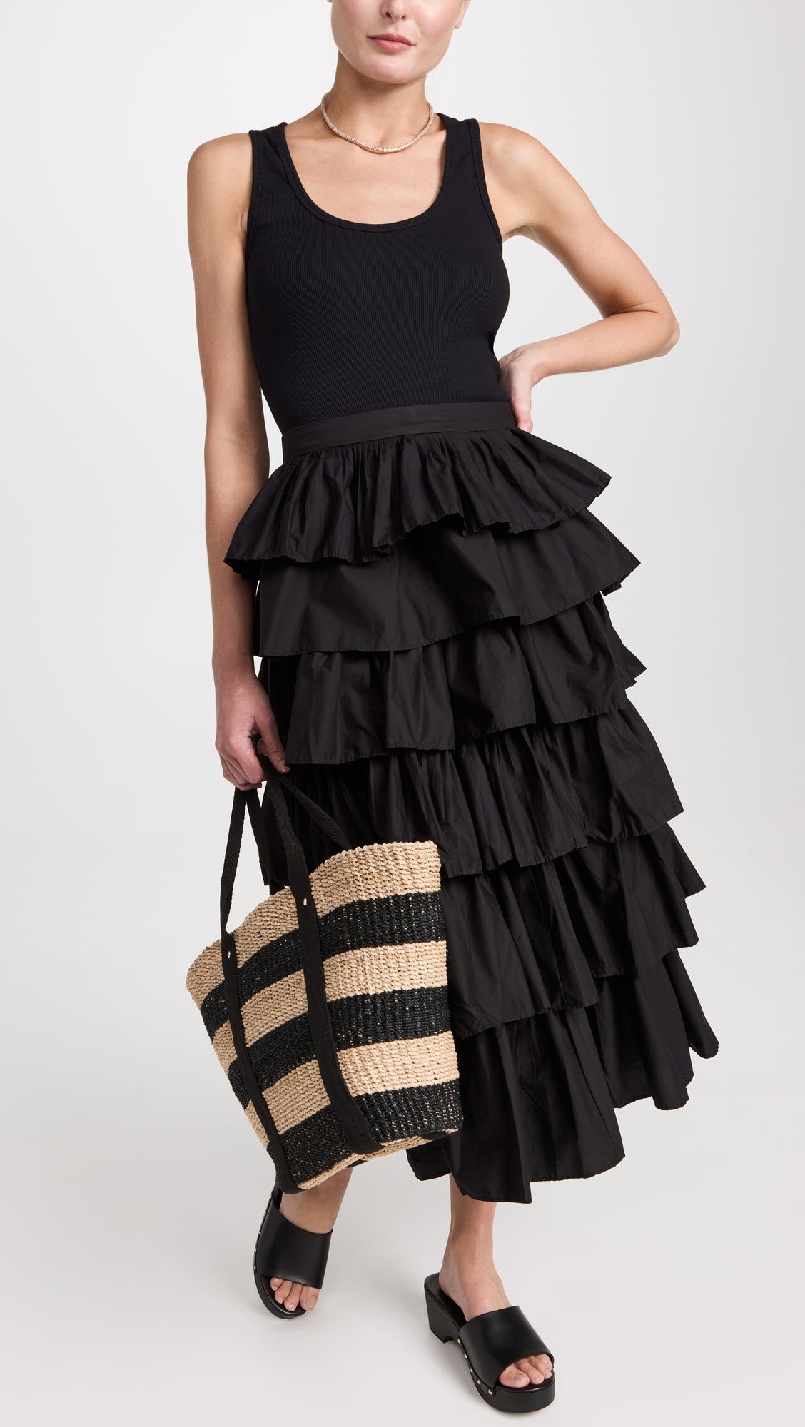 High-waisted Puffy Skirt With Lotus Leaves