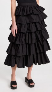 High-waisted Puffy Skirt With Lotus Leaves