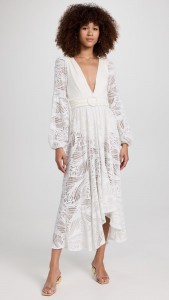 Sexy V-neck Hollow Out Long Sleeve Lace Mini Dress