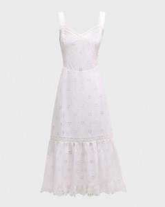 Eyelet Sleeveless Midi Dress