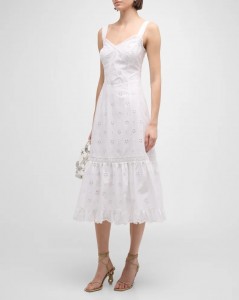 Eyelet Sleeveless Midi Dress