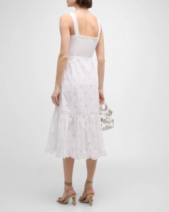 Eyelet Sleeveless Midi Dress