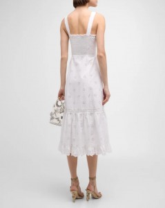 Eyelet Sleeveless Midi Dress