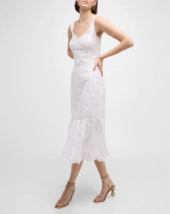 Eyelet Sleeveless Midi Dress