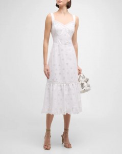 Eyelet Sleeveless Midi Dress